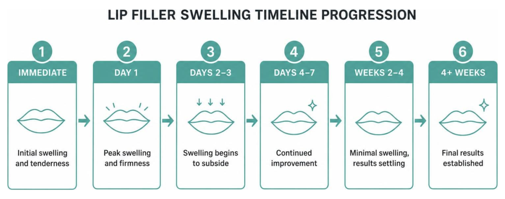 lip filler swelling timeline progression