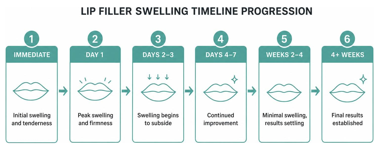 lip filler swelling timeline progression